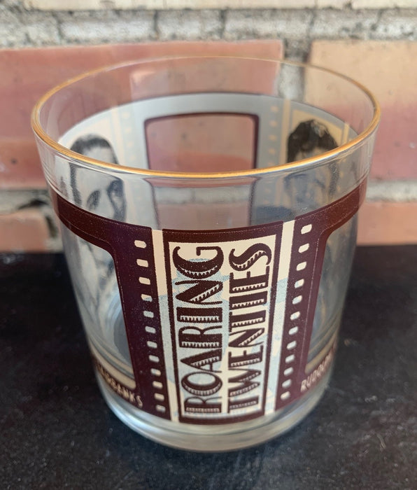 ROARING TWENTIES GLASS: FAIRBANKS, VALENTINO, LAUREL & HARDY