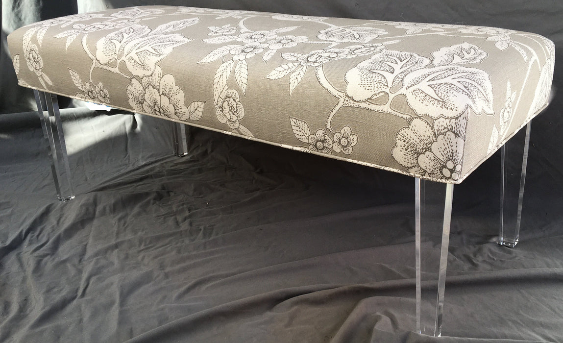 MODERN UPHOLSTERED BENCH WITH LUCITE LEGS