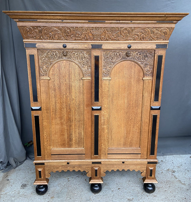 DUTCH OAK SHALLOW CABINET WITH EBONY INLAY