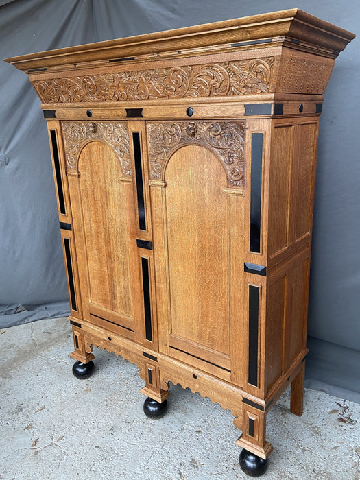 DUTCH OAK SHALLOW CABINET WITH EBONY INLAY