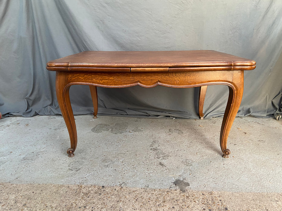 LOUIS XV OAK DRAW LEAF TABLE WITH PANELED TOP