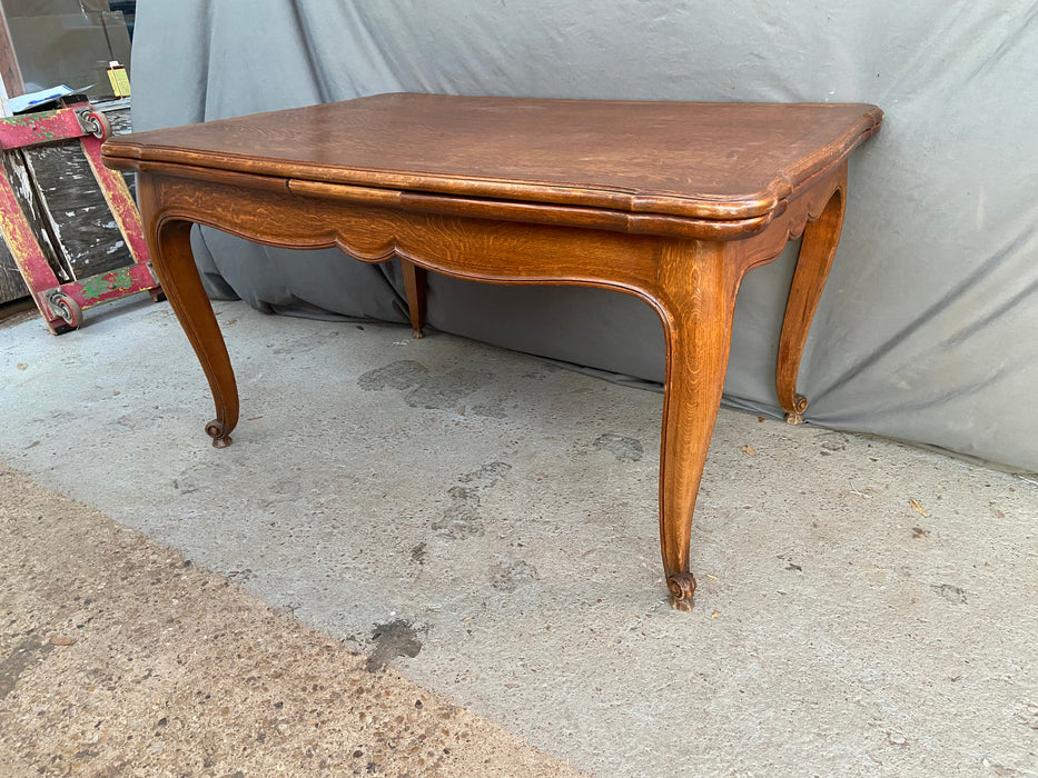 LOUIS XV OAK DRAW LEAF TABLE WITH PANELED TOP