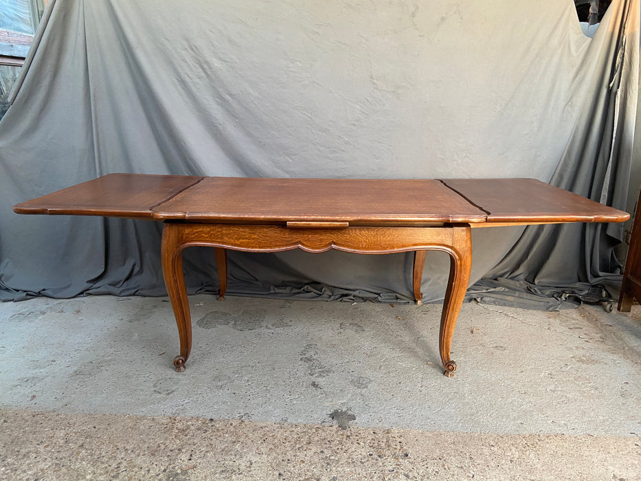 LOUIS XV OAK DRAW LEAF TABLE WITH PANELED TOP