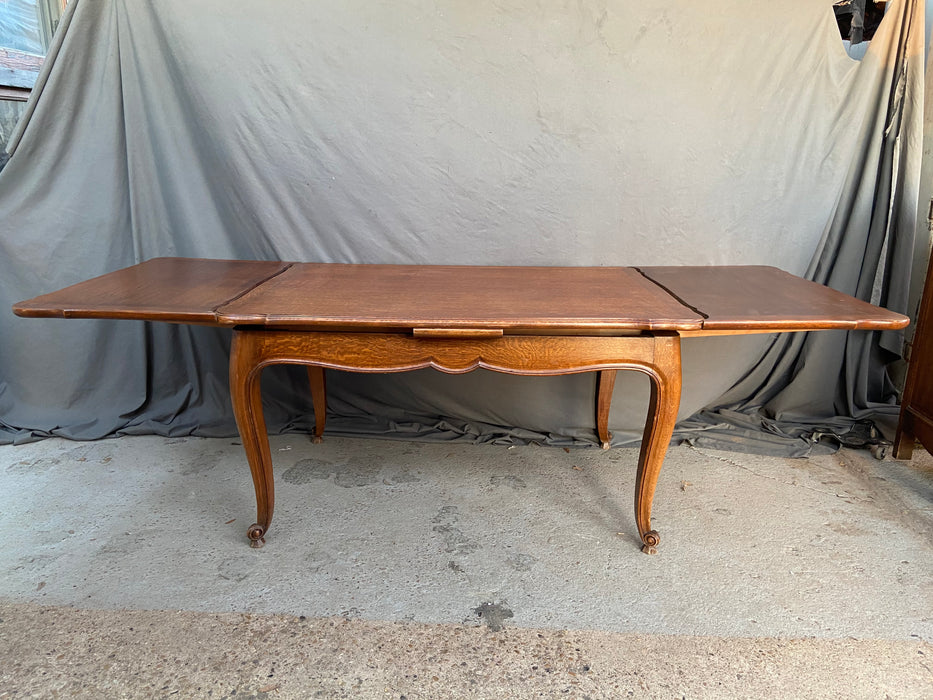 LOUIS XV OAK DRAW LEAF TABLE WITH PANELED TOP