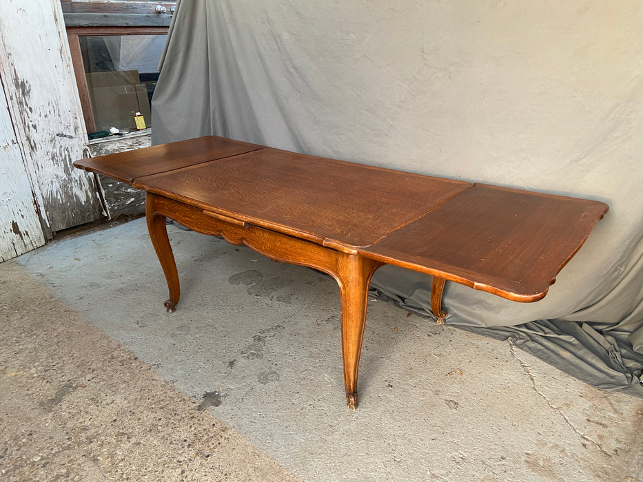 LOUIS XV OAK DRAW LEAF TABLE WITH PANELED TOP