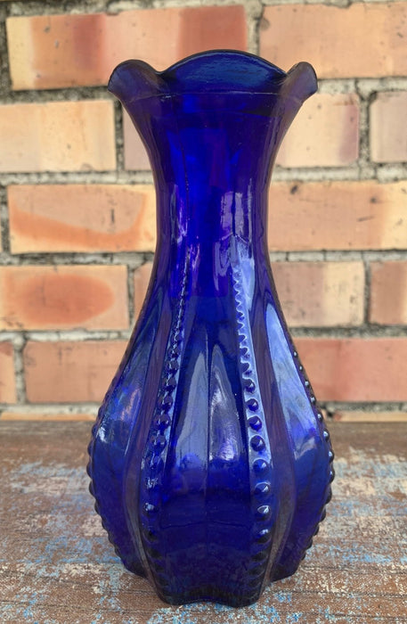 BEADED FLARED TOP COBALT VASE
