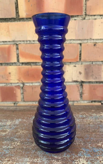 RIBBED COBALT VASE