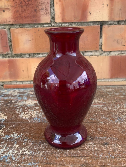 SMALL RUBY GLASS VASE