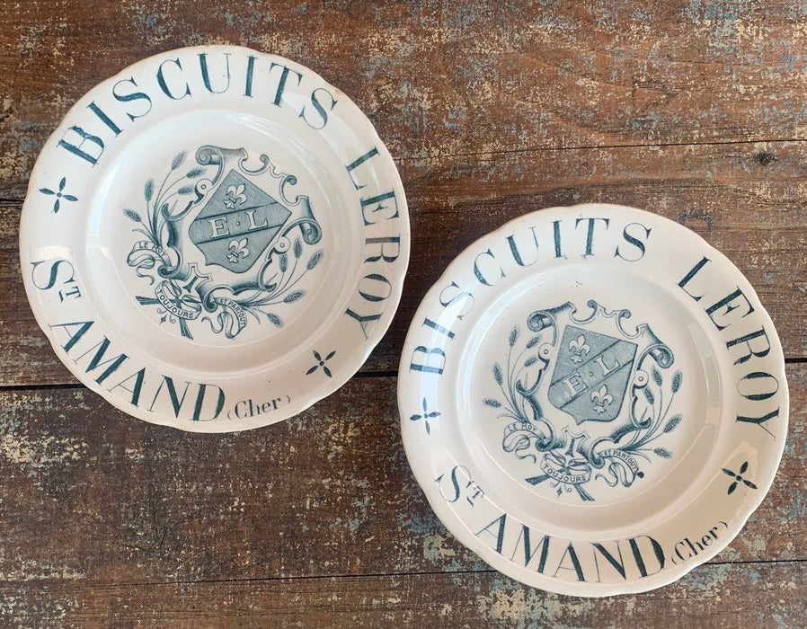 PAIR OF BISCUITS LEROY PLATES