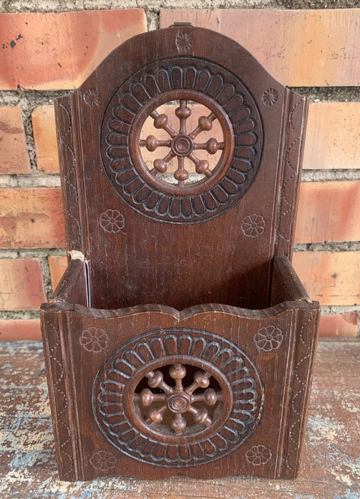 SMALLER FRENCH BRETON OAK LETTER HOLDER AS IS