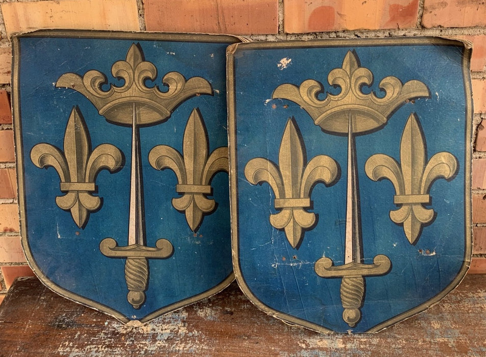 PAIR OF FLEUR DE LIS BLUE BANNERS