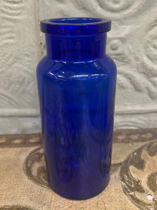WIDE MOUTHED COBALT CYLINDER BOTTLE