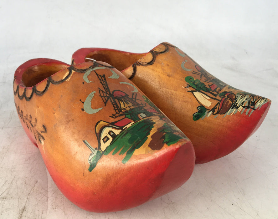 PAIR OF MINIATURE DUTCH WOODEN CLOGS