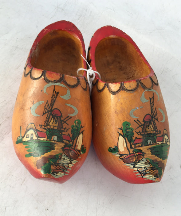 PAIR OF MINIATURE DUTCH WOODEN CLOGS