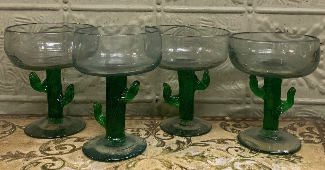 SET OF 4 CACTUS STEM MARGARITA GLASSES