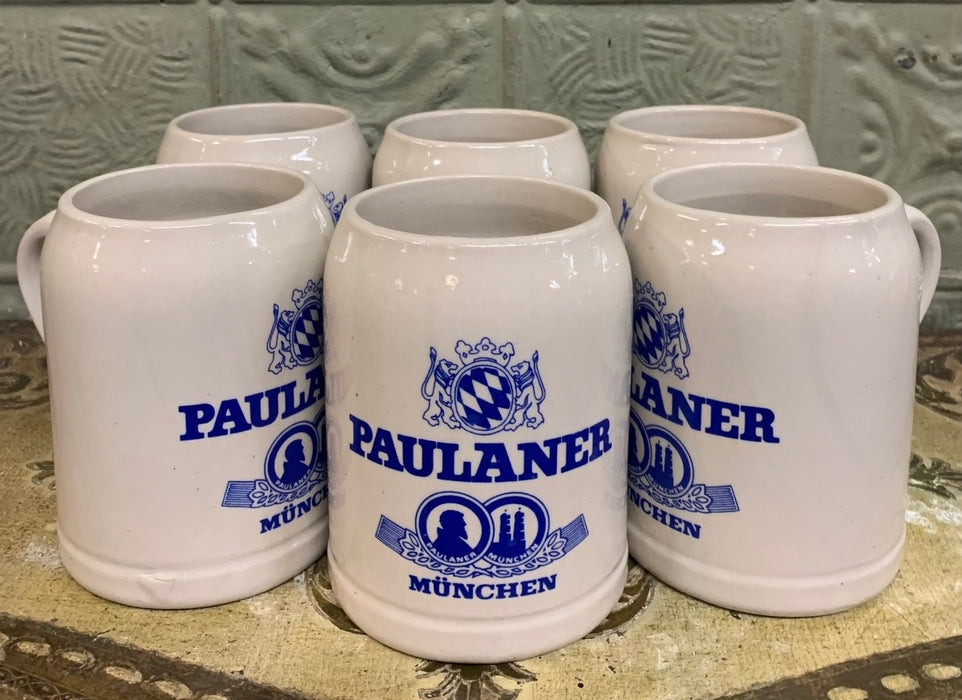SET OF 6 PAULANER BEER MUGS