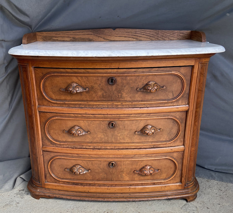 VICTORIAN MARBLE TOP ROCOCO REVIVAL 3-DRAWER CHEST