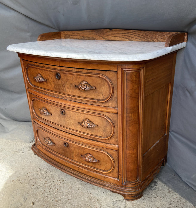 VICTORIAN MARBLE TOP ROCOCO REVIVAL 3-DRAWER CHEST