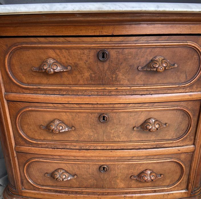 VICTORIAN MARBLE TOP ROCOCO REVIVAL 3-DRAWER CHEST