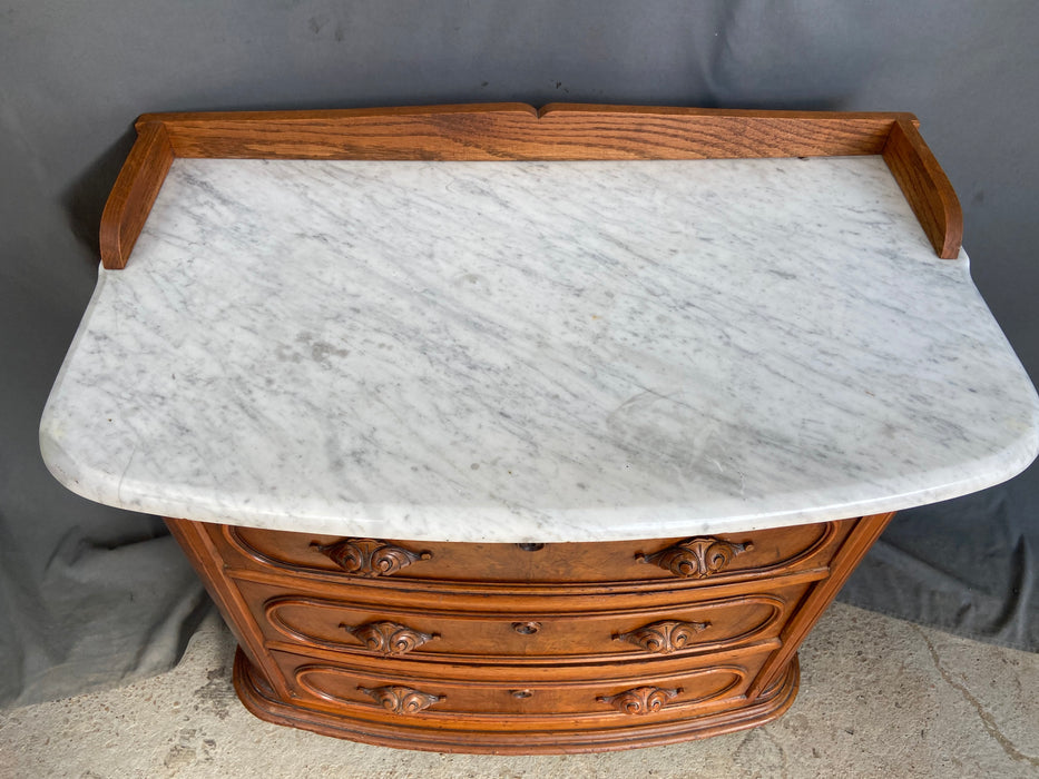 VICTORIAN MARBLE TOP ROCOCO REVIVAL 3-DRAWER CHEST