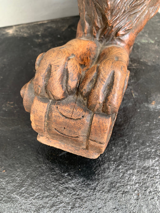 PAIR OF CARVED FRENCH OAK LIONS