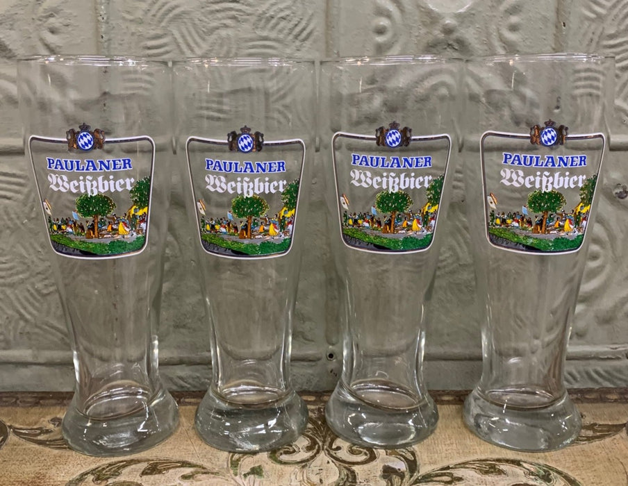 SET OF 4 TALL PAULANER BEER GLASSES