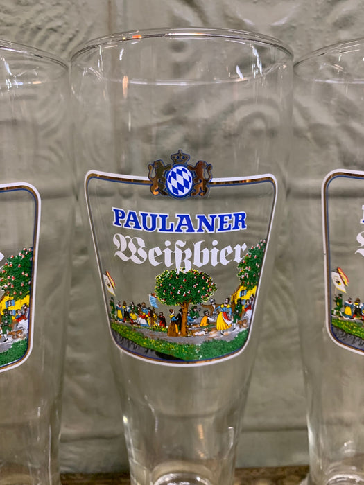 SET OF 4 TALL PAULANER BEER GLASSES