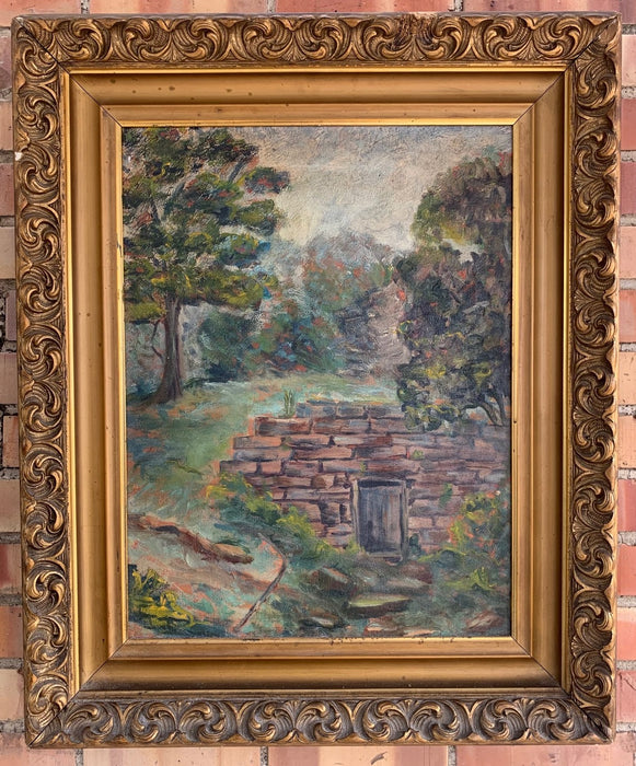 OIL PAINTING OF TEXAS ROOT CELLAR