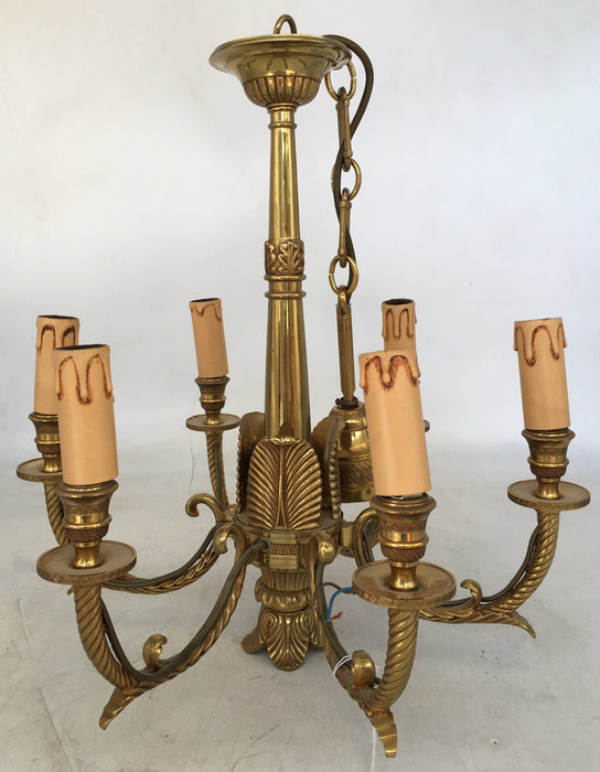 FRENCH EMPIRE STYLE BRASS CHANDELIER