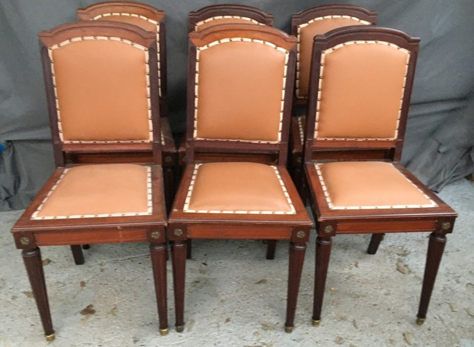 SET OF 4 LOUIS XVI STYLE MAHOGANY CHAIRS