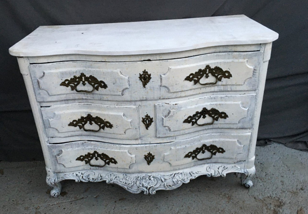 LOUIS XV STYLE SERPENTINE FRONT PAINTED CHEST-REPLACED TOP