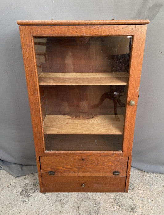 LARGE GLASS DOOR WALL CABINET WITH DRAWER