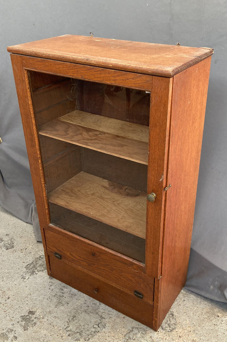 LARGE GLASS DOOR WALL CABINET WITH DRAWER