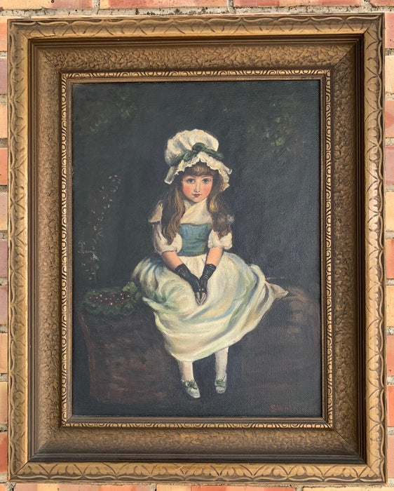 OIL PAINTING OF YOUNG GIRL SETTING BY S. WATKINS