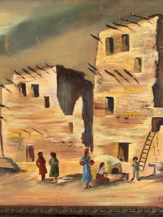 OIL PAINTING OF MEXICAN ADOBE - TAOS MEXICO BY JANE PETERSON