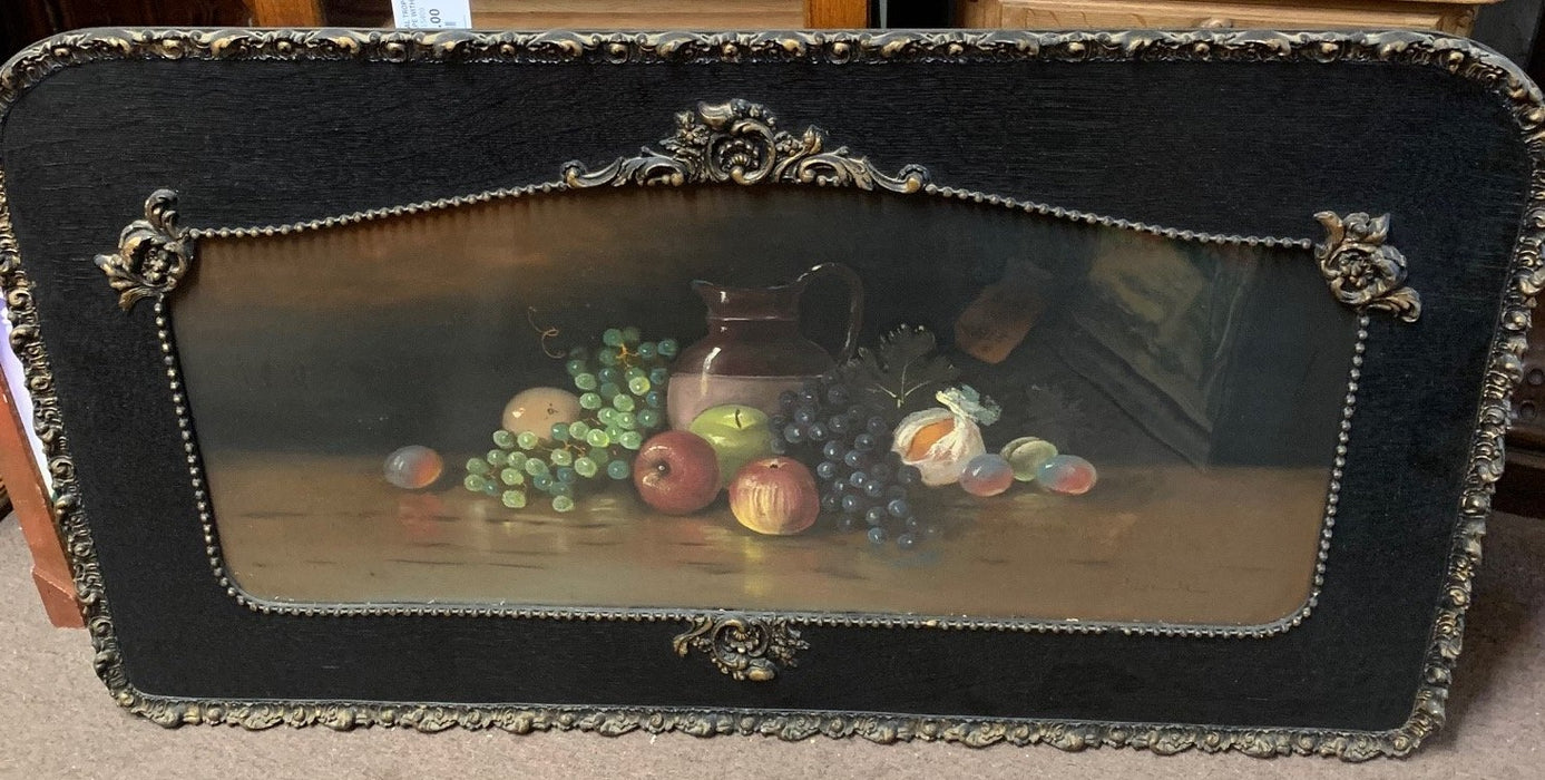 OLD PASTEL STILL LIFE IN BLACK GESSO FRAME