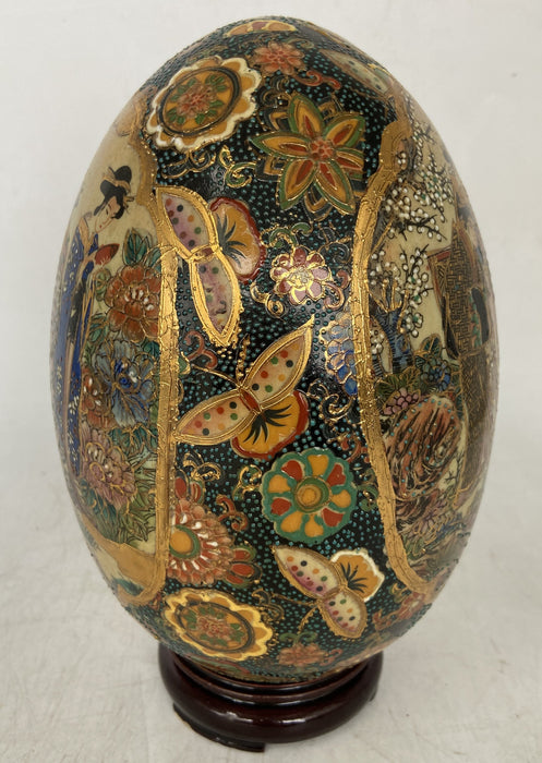 LARGE ASIAN PORCELAIN EGG ON STAND