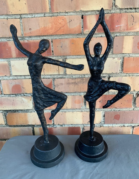 PAIR OF IRON DANCER STATUES