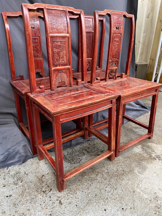 SET OF 4 ASIAN CHAIRS -AS IS WITH MOVEMENT