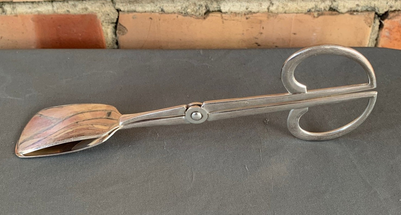 PAIR OF SILVER PLATE PASTRY SERVING TONGS