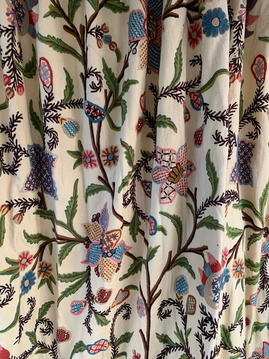 PAIR OF CREWEL CURTAINS