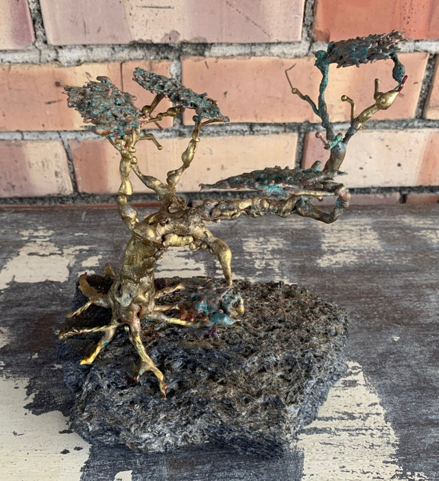 BRUTALIST BRONZE TREE SCULPTURE