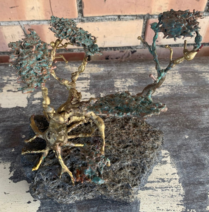 BRUTALIST BRONZE TREE SCULPTURE