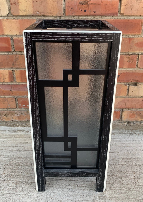 EBONIZED OAK MODERN ASIAN LANTERN WITH MULLIONS