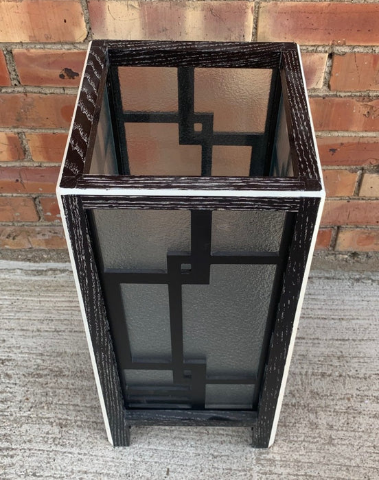 EBONIZED OAK MODERN ASIAN LANTERN WITH MULLIONS