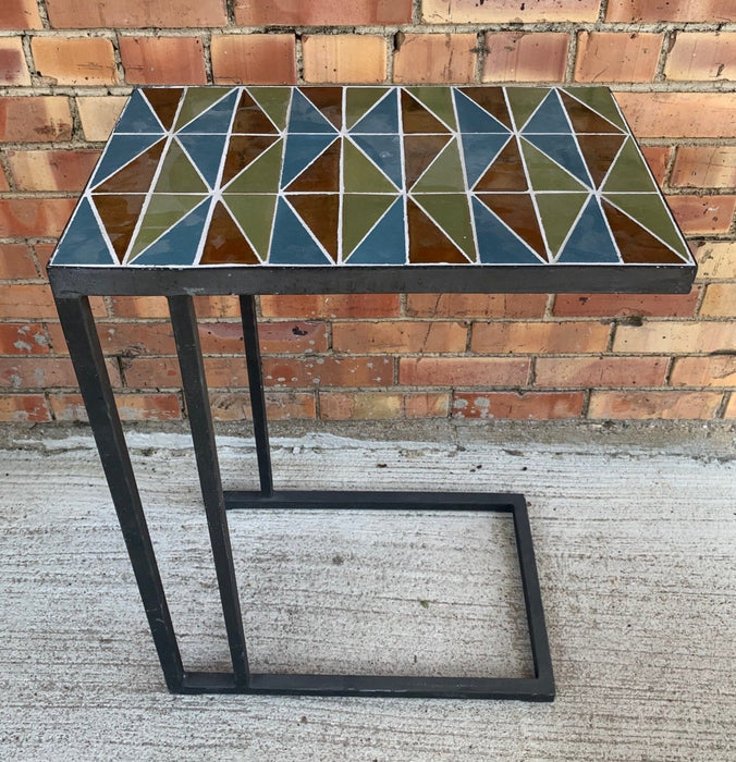 MID CENTURY MODERN TILE TOP IRON TABLE