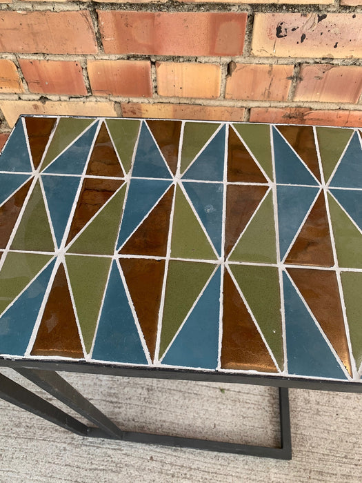 MID CENTURY MODERN TILE TOP IRON TABLE