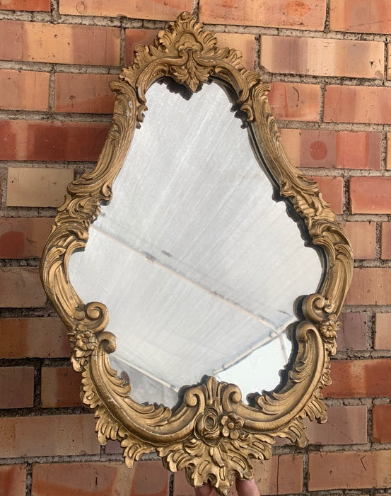 SMALL GOLD ROCOCCO SHAPELY MIRROR