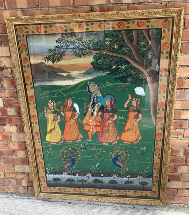 BATIK LARGE GOLD FRAMED INDIAN WEDDING PAINTING