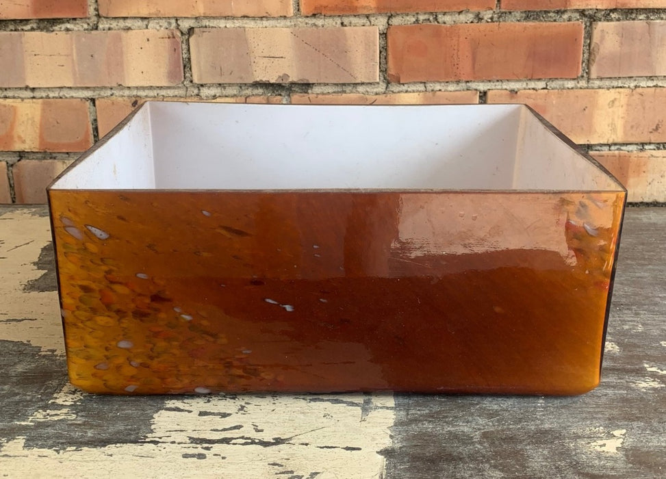 LARGE ROOTBEER CASED GLASS RECTANGULAR SHADE